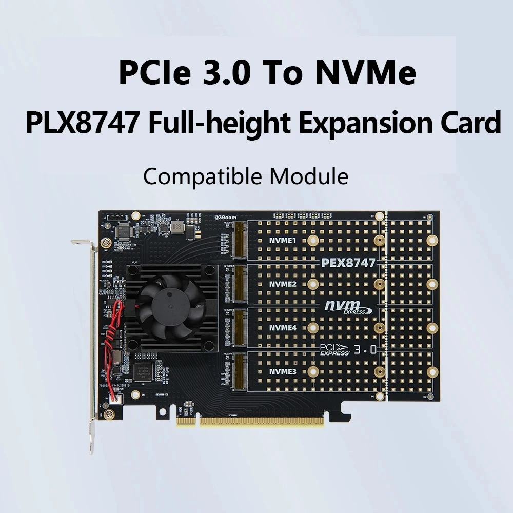 PLX8747 Dörtlü M.2 NVMe PCIe 3 - Quad M.2 Nvme Pcie Bifurcation Card incelemesi ve fiyatı