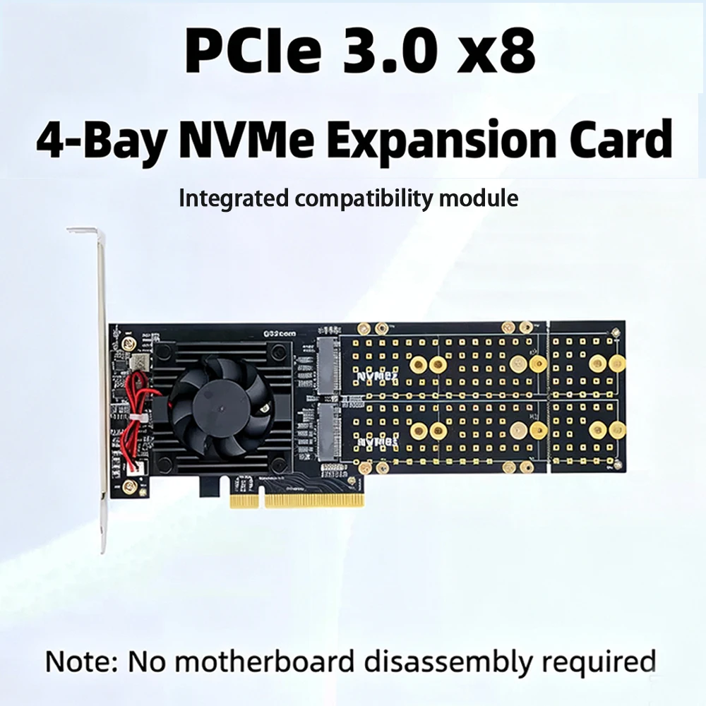 PLX8747 Dörtlü M.2 NVMe PCIe 3 - Quad M.2 Nvme Pcie Bifurcation Card incelemesi ve fiyatı